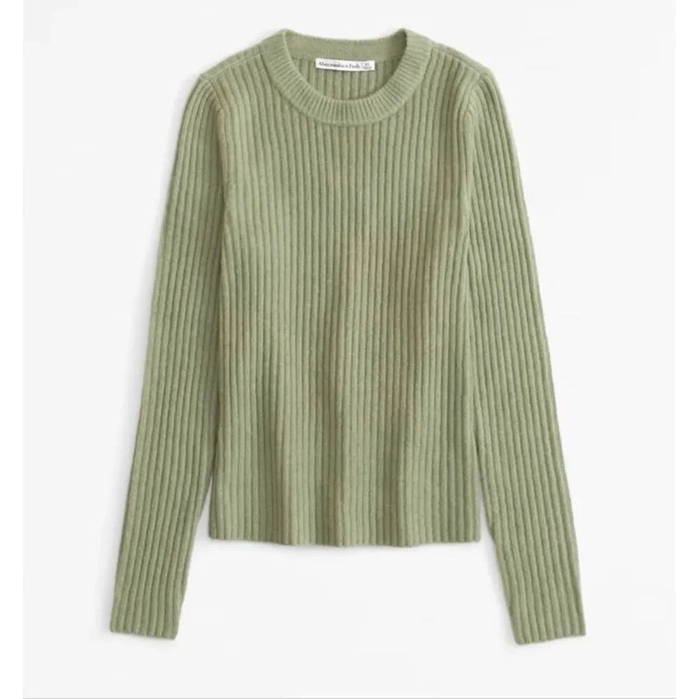Abercrombie & Fitch green slim crewneck ribbed sweater small